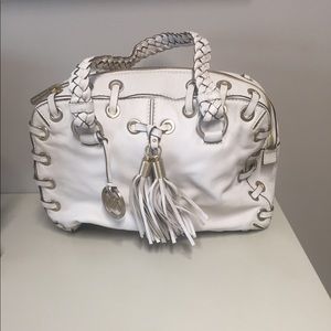Michael Kors large white astro grommet satchel